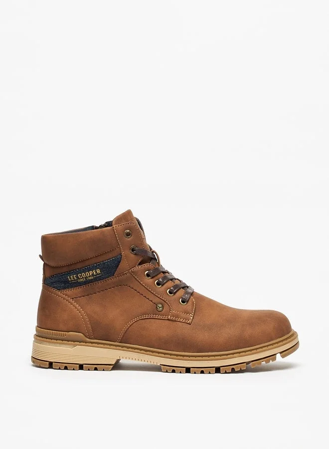 Men's Solid Boots with Lace-Up Closure