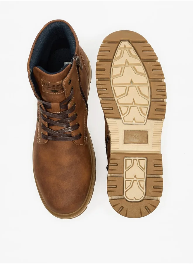 لي كوبر Men's Solid Boots with Lace-Up Closure
