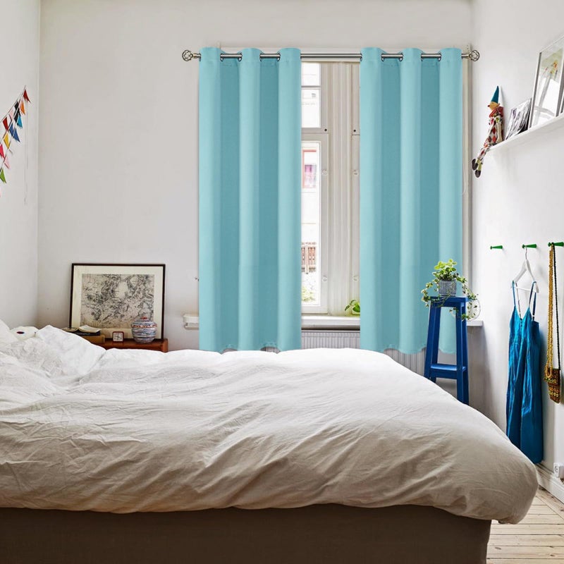 BGment Blackout Curtains - Grommet Thermal Insulated Room Darkening Bedroom and Living Room Curtains, Set of 2 Panels (42 x 63 Inch, Baby Blue) - Image 2