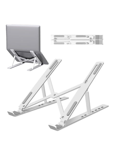 Aluminum Laptop Stand for Desk, 6-Angles Adjustable Laptop Riser Ergonomic Foldable Notebook Stand Compatible with Laptops and iPad up to 15"