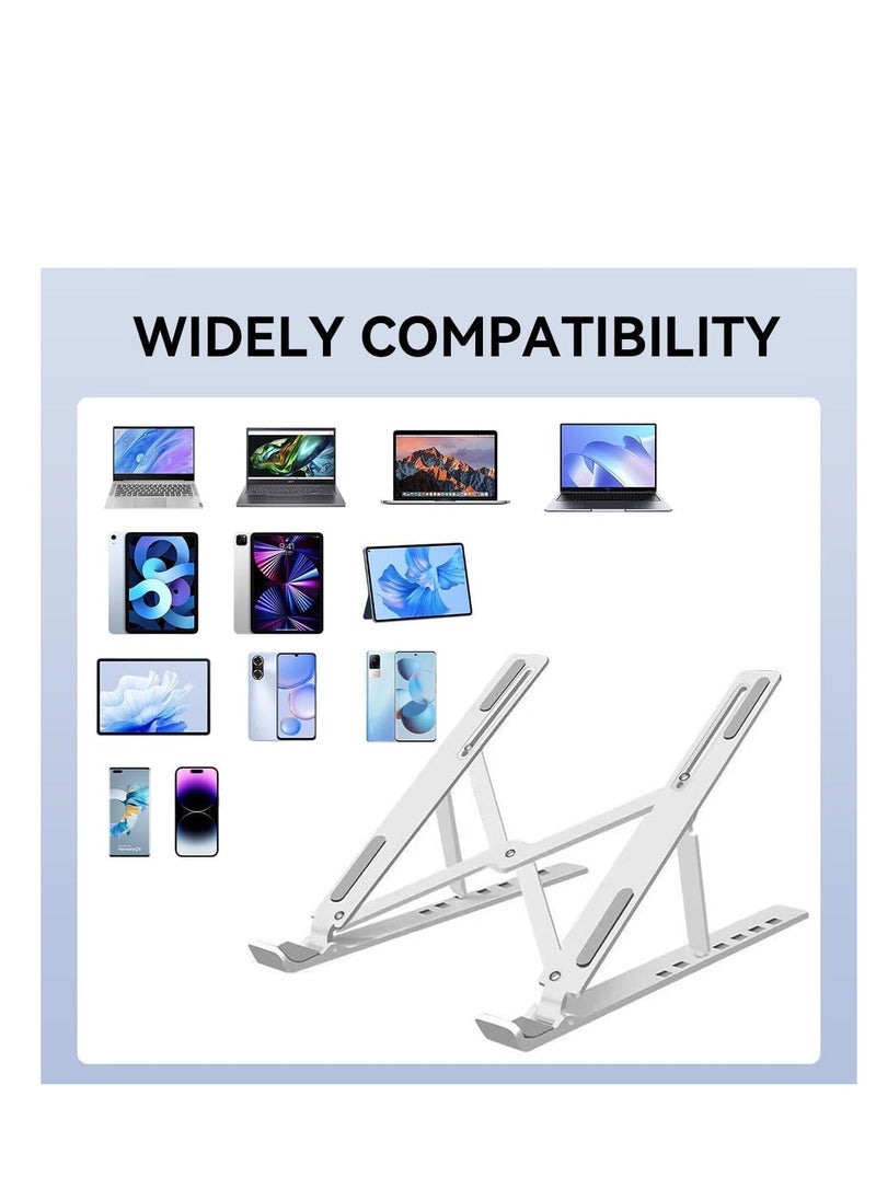 Aluminum Laptop Stand for Desk, 6-Angles Adjustable Laptop Riser Ergonomic Foldable Notebook Stand Compatible with Laptops and iPad up to 15"