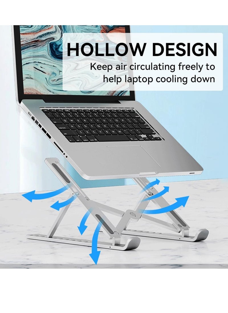 Aluminum Laptop Stand for Desk, 6-Angles Adjustable Laptop Riser Ergonomic Foldable Notebook Stand Compatible with Laptops and iPad up to 15"