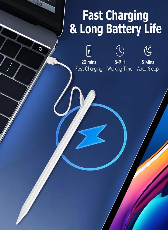 Luntak Stylus Pen for iPad Pencil 10th Generation,20 Mins Fast Charge with Tilt Sensitivity&Palm Rejection Stylist for(2018-2025)Apple iPad 6/7/8/9/10/11(A16), Air3/4/5/M2/M3, Mini5/6, Pro 11"/12.9"/M4,White - Image 2