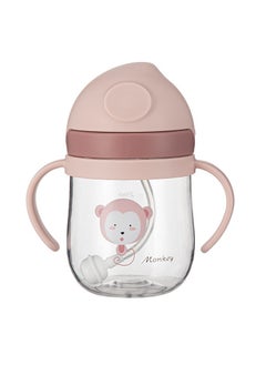 Generic Children's straw water cup with handle, learning drink cup with gravity ball 250ml, blue/pink  - Image 1