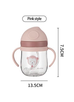 Generic Children's straw water cup with handle, learning drink cup with gravity ball 250ml, blue/pink  - Image 3