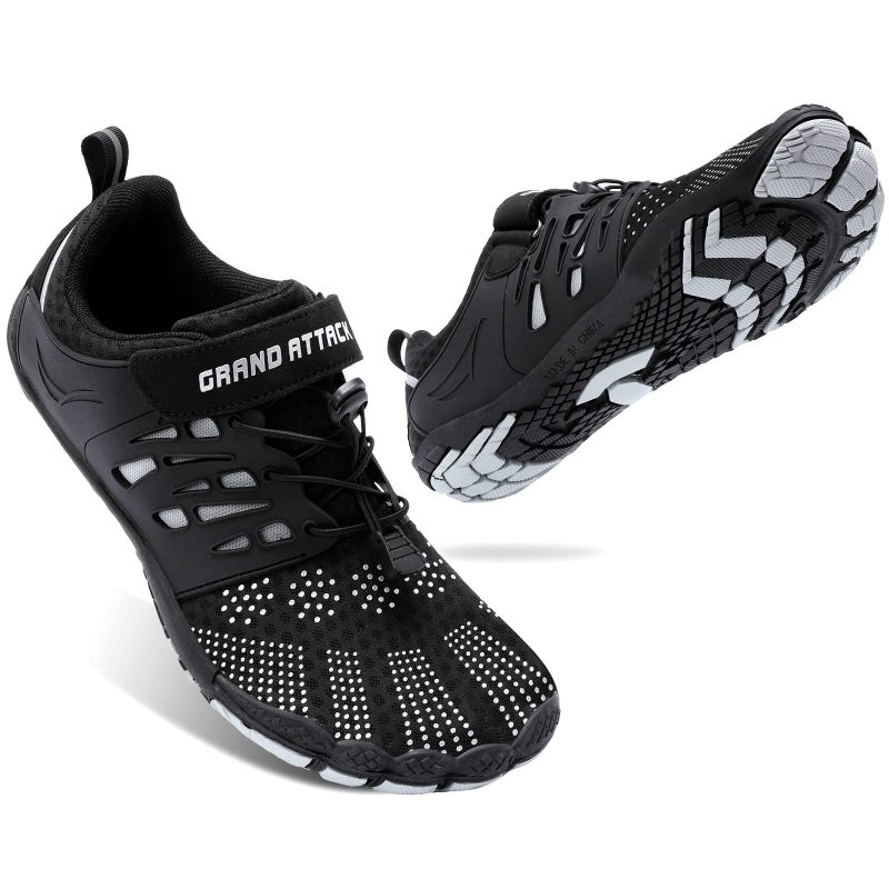 Grand Attack Barefoot Shoes Men Minimalist Lightweight CrossTrainer Zero Drop Wide Toe Box Wrestling Weightlifting Walking Shoes Black Size 85