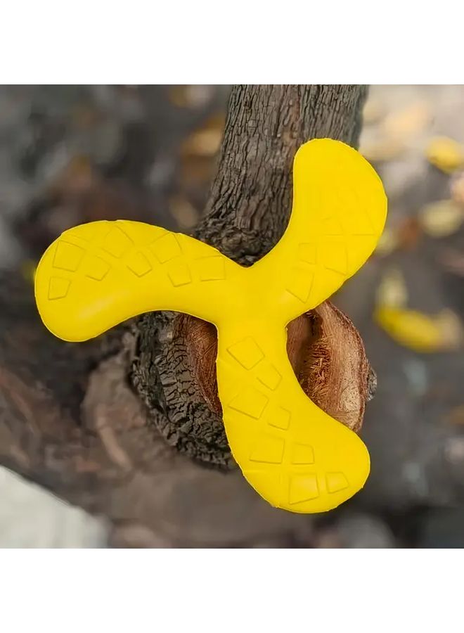 Yellow Interactive Pet Flying Disc Durable EVA Material Floating Three Blade Dart Design Training Toy for Small Medium Dogs Outdoor Beach Fun - Image 1