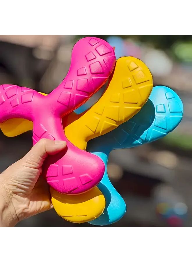 Yellow Interactive Pet Flying Disc Durable EVA Material Floating Three Blade Dart Design Training Toy for Small Medium Dogs Outdoor Beach Fun - Image 4