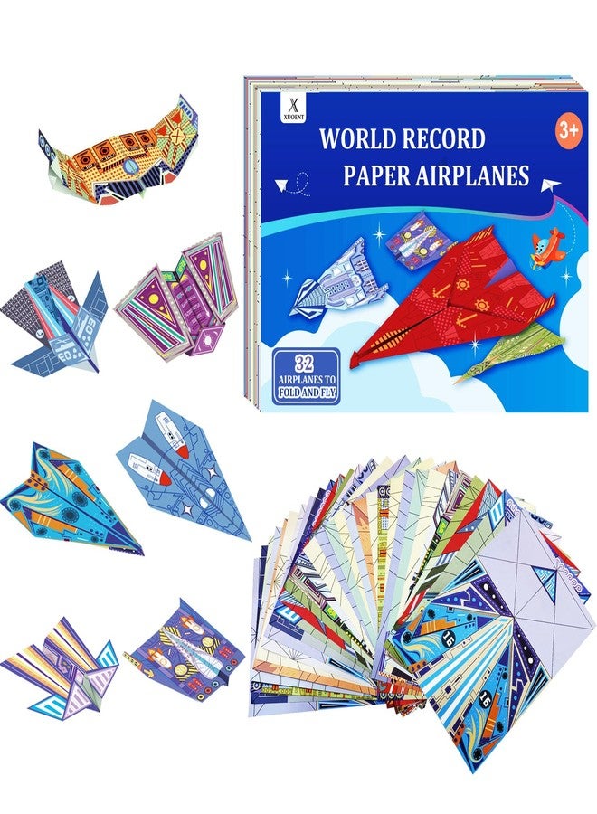 Xuoent Paper Airplane Kits with 16 Classic Designs, 32 Sheets of Colorful Origami Paper, World Record Paper Planes, Craft Kit for Kids, Airplane Gifts for Boys and Girls Ages 6-12+ (Digital Manual Only) - Image 1