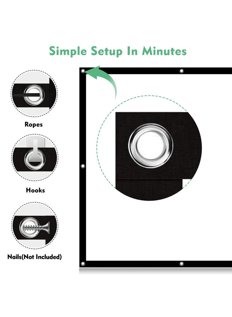 100 inch Projector Screen,16:9 4K ,with Hooks,Portable, Projection Screens, Movie Screen ,Double Sided ,Washable, Foldable ,for Home Theater , Office, Outdoor Movies,Camp Party - Image 3