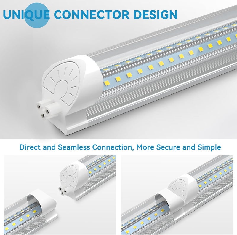 SHOPLED 4FT LED Shop Light, 40W 5500LM 6000K Cool White, V Shape, Linkable T8 LED Tube Lights 4FT, 4 Foot Shop Lights for Workshop, Plug and Play, 4 Pack - Image 4
