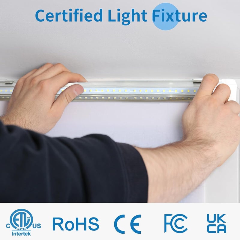 SHOPLED 4FT LED Shop Light, 40W 5500LM 6000K Cool White, V Shape, Linkable T8 LED Tube Lights 4FT, 4 Foot Shop Lights for Workshop, Plug and Play, 4 Pack - Image 3