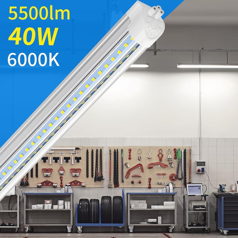 SHOPLED 4FT LED Shop Light, 40W 5500LM 6000K Cool White, V Shape, Linkable T8 LED Tube Lights 4FT, 4 Foot Shop Lights for Workshop, Plug and Play, 4 Pack - Image 2