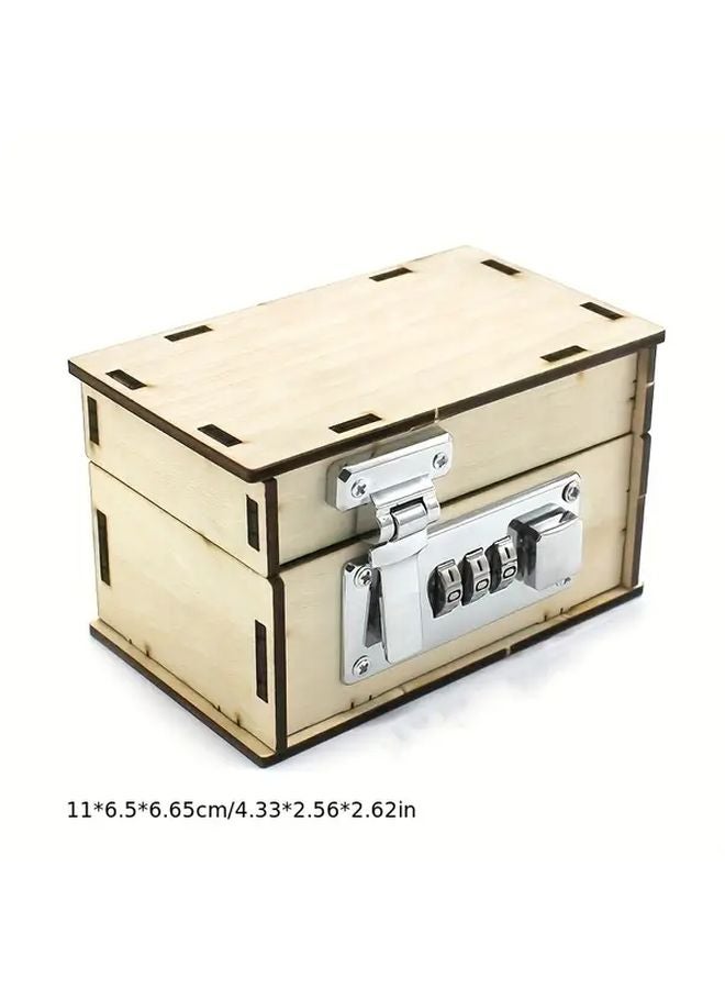 Antique Carved Code Box With Locking Mechanism DIY 3D Wooden Puzzle Model Kit Perfect Gift - Image 3
