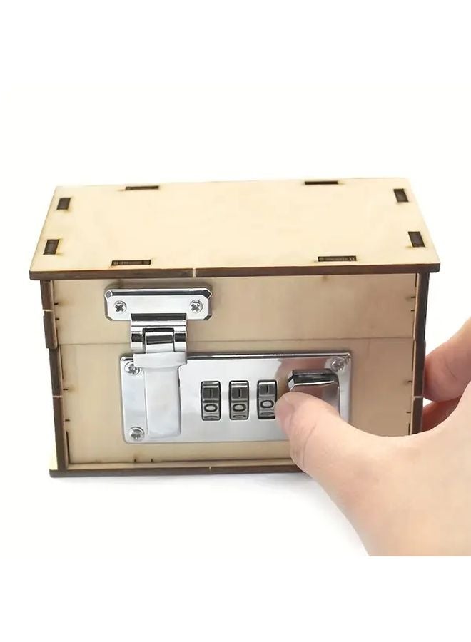 Antique Carved Code Box With Locking Mechanism DIY 3D Wooden Puzzle Model Kit Perfect Gift - Image 4