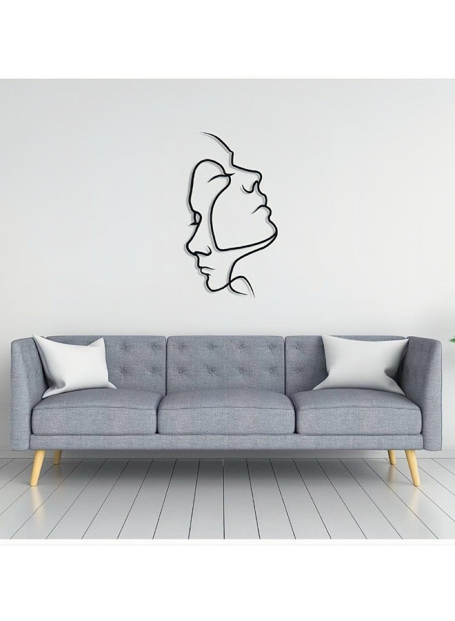 Metal Couple Facial Lines Wall Art Above the Bed, Black Minimalist Abstract Woman Wall Decor Line Drawing Female and Male Home Hanging Wall Sculptures for Livingroom Office. - Image 3