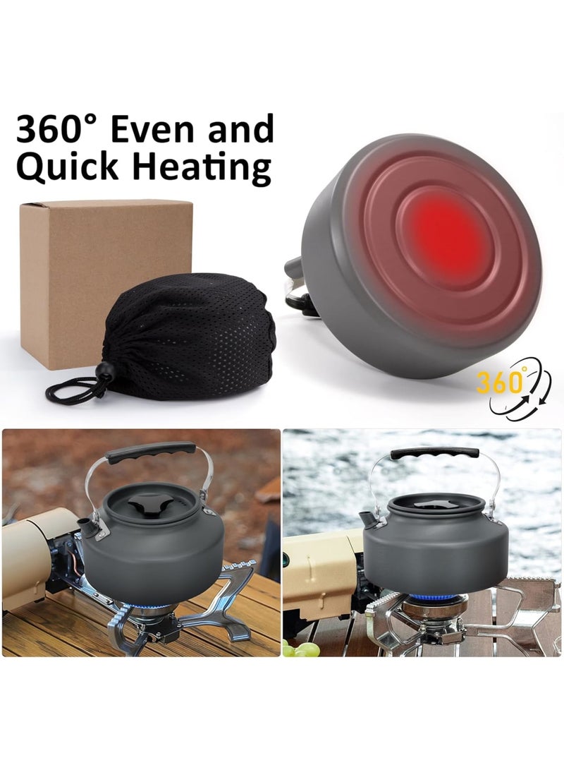 SYOSI Camping Kettle, Ultralight Durable Aluminium Tea and Coffee Pot, Portable Cooking Kettle with Carry Bag for Outdoor Picnic, Hiking, Fishing, Travel, Grey, 1.1L - Image 3
