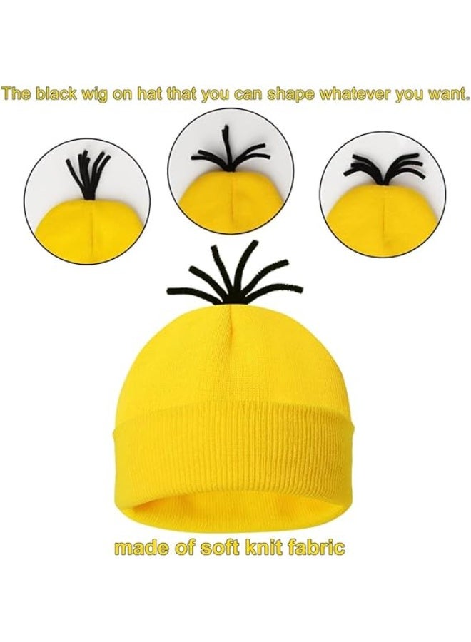 مجموعة إكسسوارات زي مينيون من Brain Giggles، مكونة من 4 قطع - للأطفال والكبار، تتضمن نظارات مينيون، وقبعة صفراء، وقفازات، وحمالات - زي تنكري مرح لعيد الهالوين للأولاد والبنات