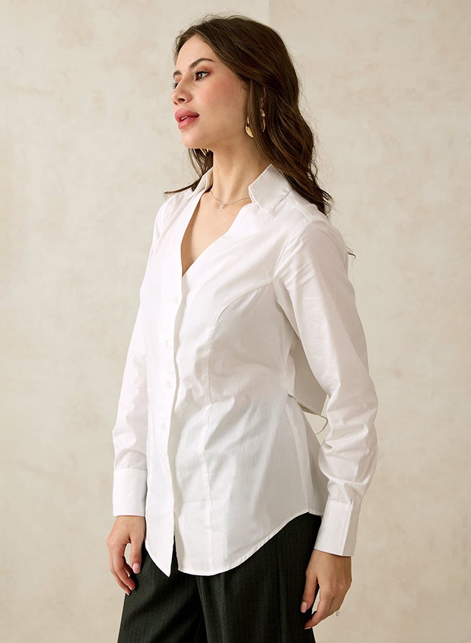 Virgio VIRGIO 100% Cotton Back Cutout V-Neck Shirt  - Image 3