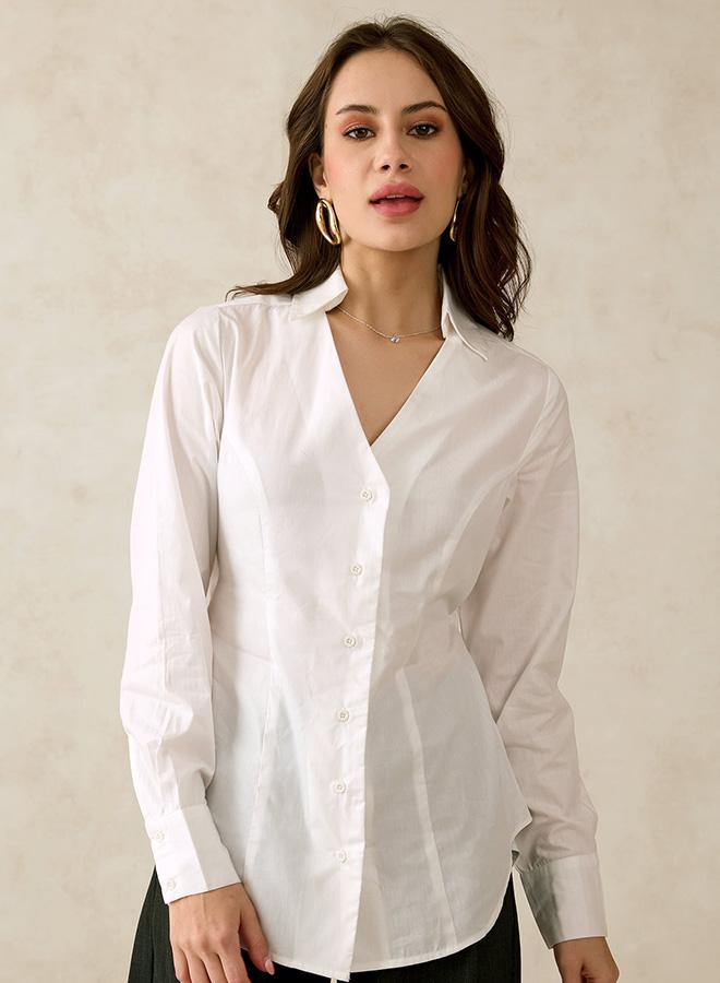Virgio VIRGIO 100% Cotton Back Cutout V-Neck Shirt  - Image 1