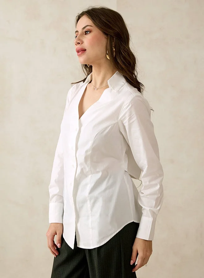 Virgio VIRGIO 100% Cotton Back Cutout V-Neck Shirt
