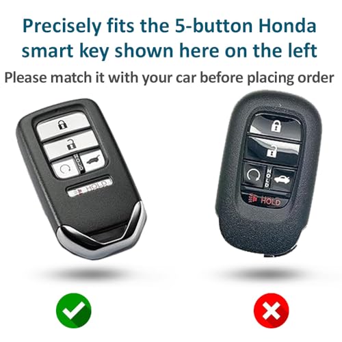 Autobase Silicone Key Fob Cover for Honda Accord Civic CR-V CRV Pilot Passport Insight EX EX-L Touring | Car Accessory | Key Protection Case 2 Pcs (Black & Red) - Image 2
