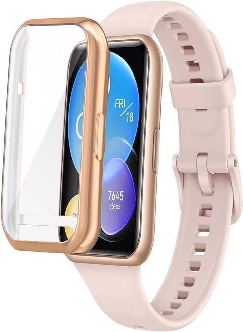 Next Store Case Compatible with Huawei Watch Fit 2 by Soft TPU Full Protective Cover Scratch-Resistant Screen Protector (Rose Gold)