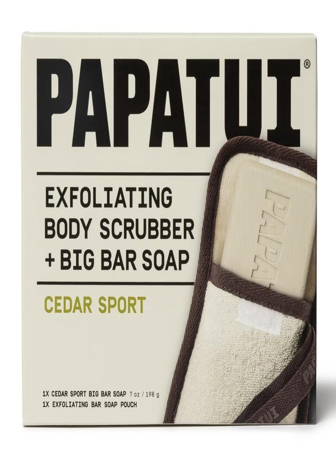 PAPATUI Exfoliating Body Scrubber and Big Bar Soap 7 oz Cedar Sport - Image 1