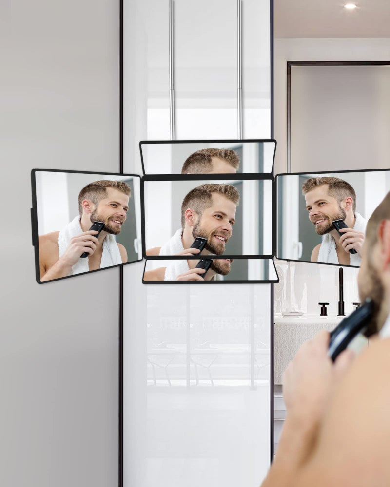 Aokoka 5 Way Mirror for Self Hair Cutting & Shaving, 360 Makeup Mirror with Height Adjustment for Braiding & Styling (Black) - Image 2