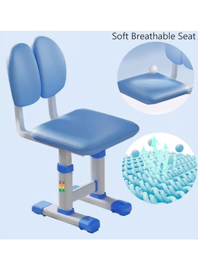 مكاتب وكرسي للأطفال، طاولة دراسة للأطفال، حامل مكتب كمبيوتر محمول للأطفال وكرسي قابل للتعديل الارتفاع، مجموعة كراسي مكتب زاوية لغرفة النوم المنزلية للطلاب الذين يتعلمون الكتابة (أزرق، RB-87) - Image 5
