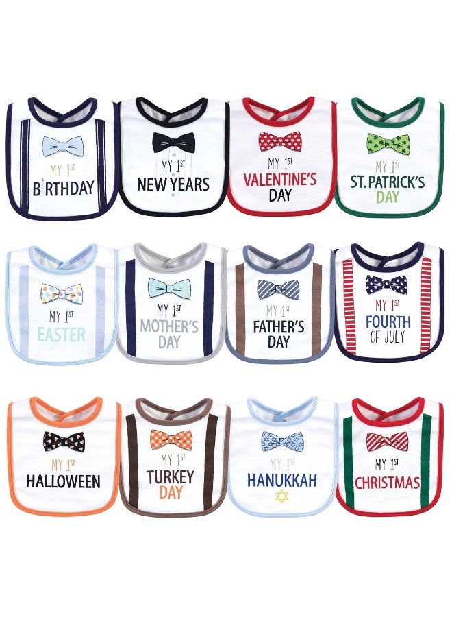 Little Treasure Unisex Baby Cotton Bibs, Holiday Bow Ties, One Size - Image 1