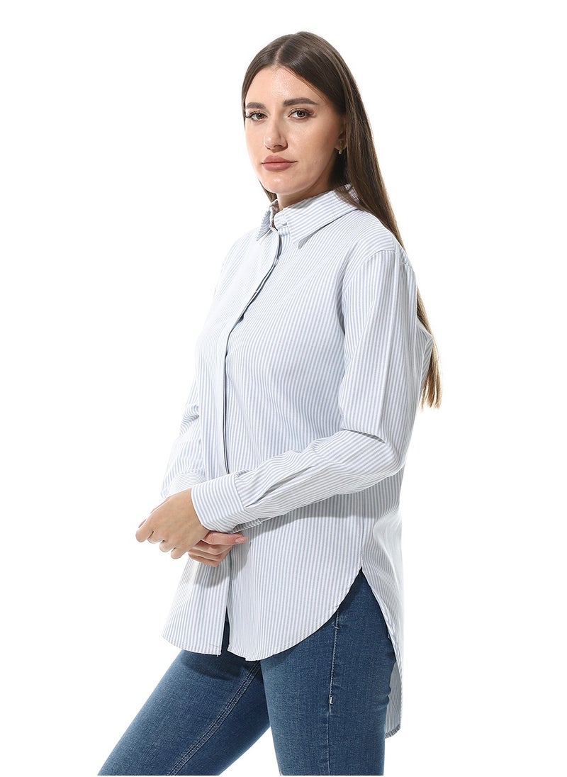 Andora - Long Sleeve Striped Oxford Chemise - Image 1