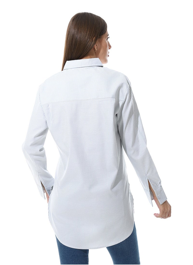 Andora - Long Sleeve Striped Oxford Chemise - Image 1