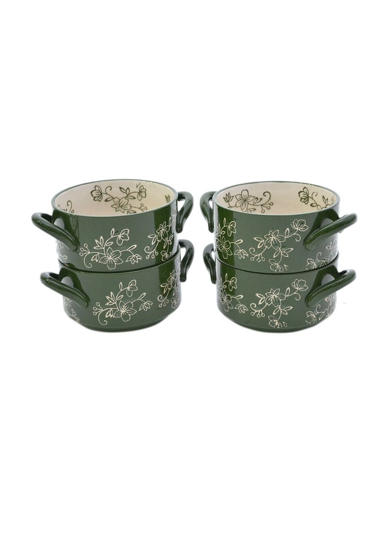 Temp-tations Temp-tations 4-Piece Floral Lace Bakers with Metal Wire Rack, Green  - Image 4