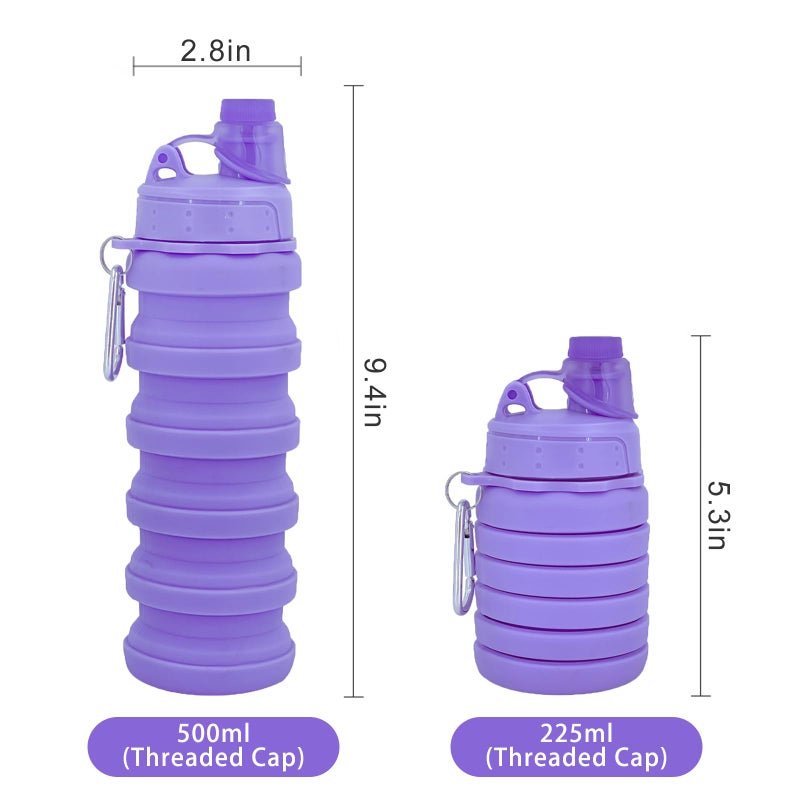 YCTMALL Collapsible Water Bottles Two Pack Travel Sports Portable Sport Bottle with Mountaineering Buckle 502ml Silicone Waterproof Camping Bottle (Light Grey and Pink Color) - Image 5