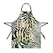 Moslion Palm Leaf Apron 31x27 Inch Hawaii Tropical Jungle Forest Tree Leaves Good Vibes Word Kitchen Chef Waitress Cook - Image 2