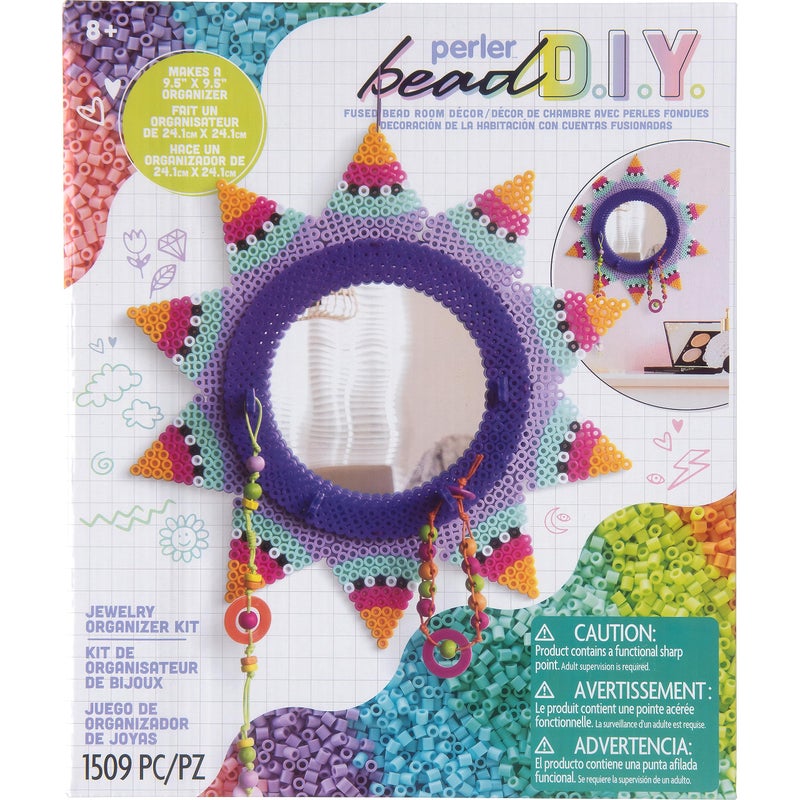 Perler 8057035 Fused Bead DIY Jewelry Organizer and Room Dcor Craft Activity Kit 95 x 95 Multicolor 1509 Pieces