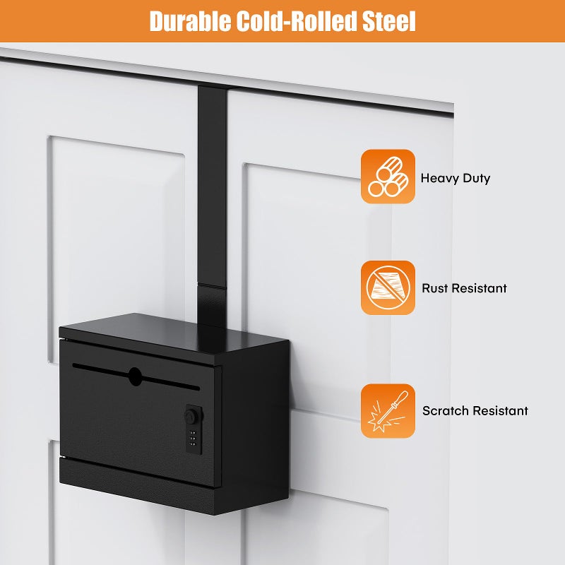 Metateel Over-the-Door Heavy Duty Steel Dropbox, Specimen Containers, Payment Key Cash Drop Off Box with Lock, Night Mail Drop Box, Height Adjustable & Removable Hinge for Wall Mount, Black - Image 5