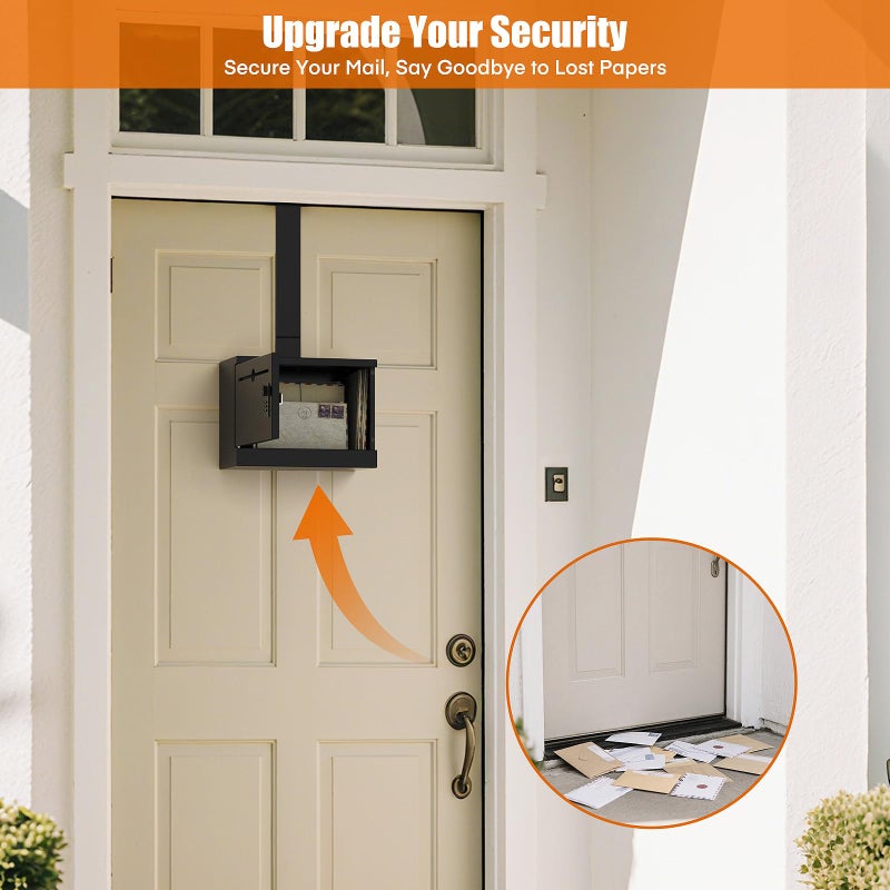 Metateel Over-the-Door Heavy Duty Steel Dropbox, Specimen Containers, Payment Key Cash Drop Off Box with Lock, Night Mail Drop Box, Height Adjustable & Removable Hinge for Wall Mount, Black - Image 4