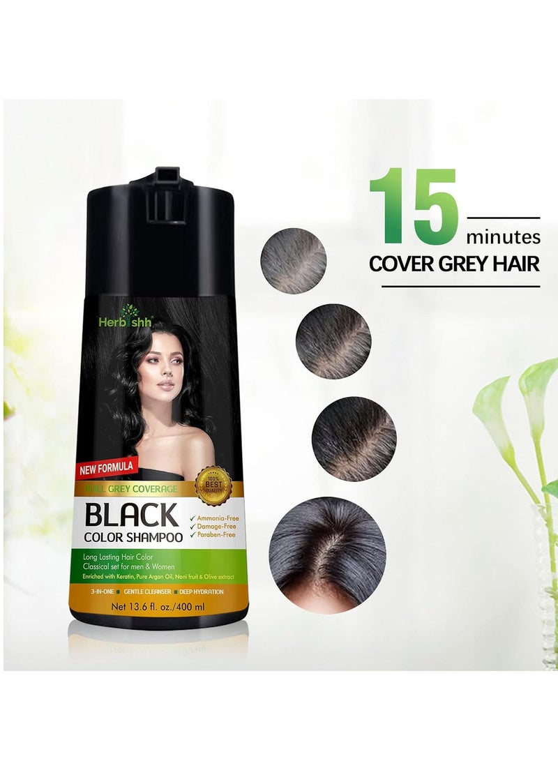 Herbishh Hair Colour Shampoo (Black, 400ml)- No PPD & Ammonia Hair Color for Women & Men| Permanent Dye with 100% Grey Coverage Up To 3 Weeks| 3-in-1 Formula with Keratin & Herbal Extracts - Image 4