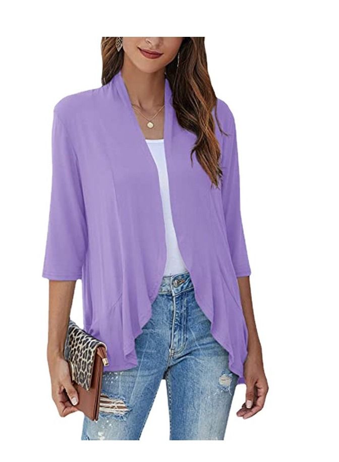 Loquat Autumn New Solid Color Seven-point Sleeve Lotus Lace Up Cardigan Coat  - Image 1