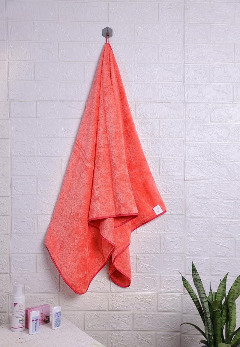 Krujyam Microfiber Large Bath Towels 70x140 Extra Soft Plush Quick Dry High Absorbency with Large Size Towels for Bathing Pink - Image 2