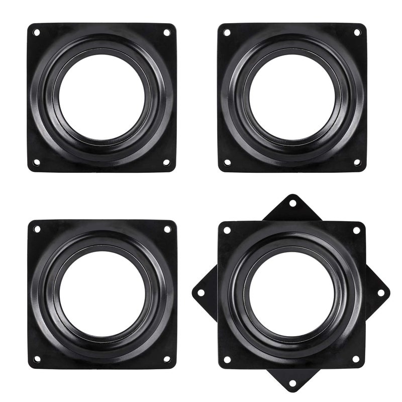 GUKBIAY Lazy Susan Turntable Bearings 4 Pack 3 Inch Square Heavy Duty Swivel Plate 516 Inch Thick for Bar Stool Chair Black 