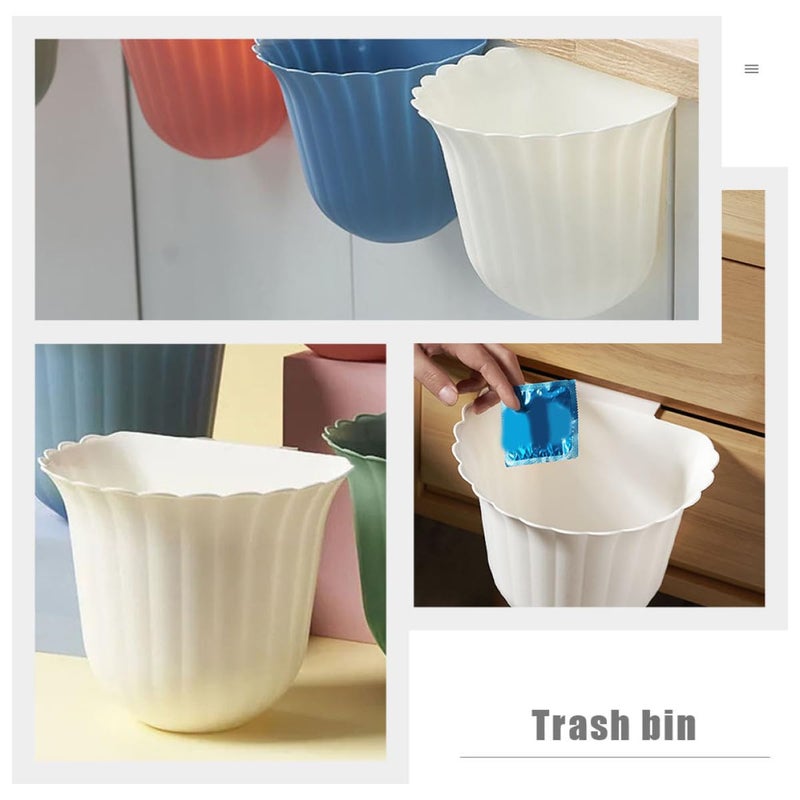 Hanging Kitchen Trash Can, Over-Cabinet Garbage Bin, Plastic Wall-Mounted Waste Container with Floral Design, Nordic White, 1pcs, Household Compost Bin for Cabinet Door Use - Image 4