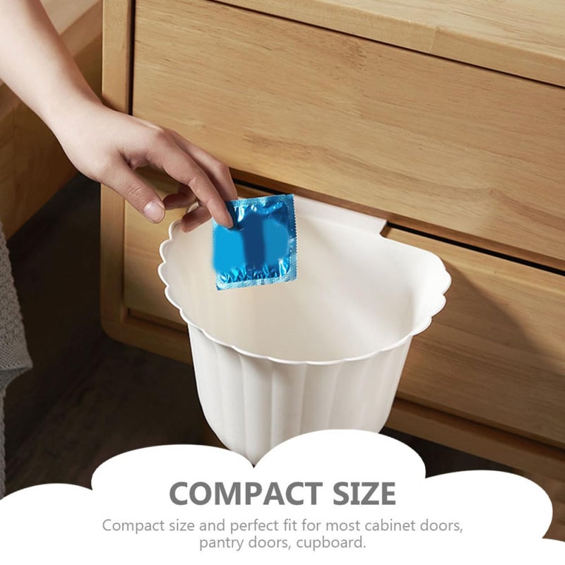Hanging Kitchen Trash Can, Over-Cabinet Garbage Bin, Plastic Wall-Mounted Waste Container with Floral Design, Nordic White, 1pcs, Household Compost Bin for Cabinet Door Use - Image 3