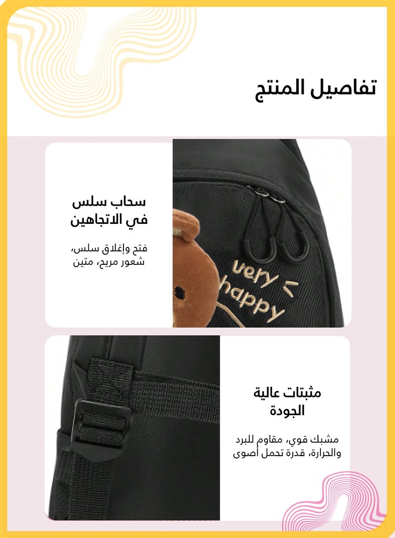 شي آند ليتل حقيبة ظهر للأطفال بشكل دب أسود لطيف جدًا، حقيبة صغيرة وخفيفة الوزن لمرحلة ما قبل المدرسة للأولاد والبنات من عمر 2 إلى 5 سنوات، حقيبة ظهر متينة للأطفال للمدرسة ورياض الأطفال والسفر - Image 2