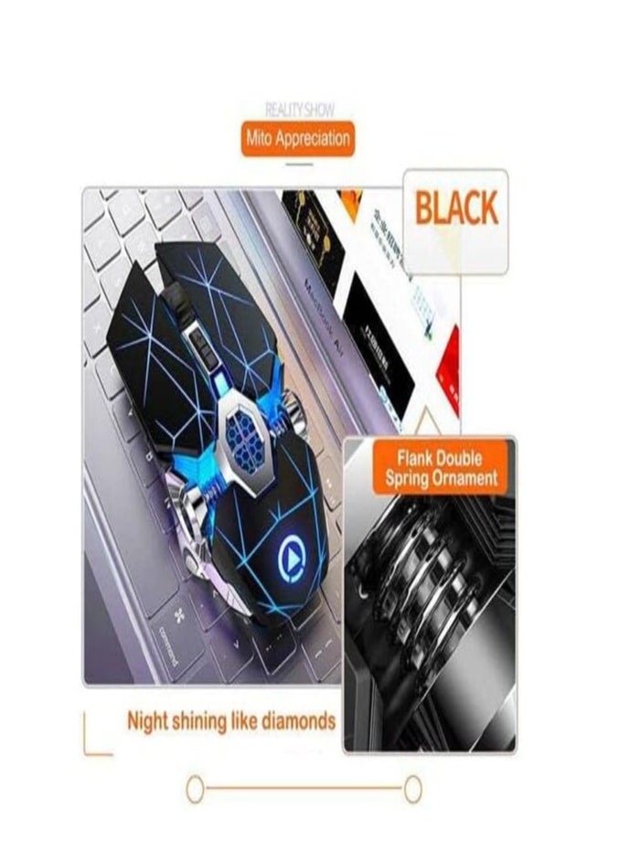7 Color LED Gaming Mouse Wireless Mouse Gaming USB Backlit Rechargeable for PC (Black)  - Image 5