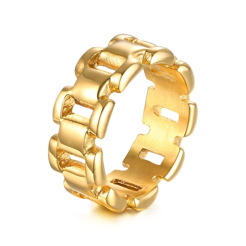 VNOX Gold Thumb Rings for Women ä¸¨ 14k Gold Plated Stainless Steel Chunky Statement Rings Link Band Ring Stackable Rings Chunky Signet Ring for Womens Jewelry Trendy,Size 8 - Image 1