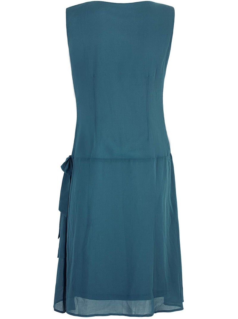 Vijiv Womens 1920s Inspired Flapper Dress High Tea Drape with Bow Fashion Roaring 20s Great Gastby Dress Blue Large - Image 5