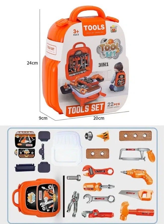 oldlaiben 22PCS Kids Tool Set, Tool Backpack Toy Play Set, Pretend Play Toddler Tool Toys with Construction Backpack for Boy Girl Present Birthday Dress Up Party  - Image 2